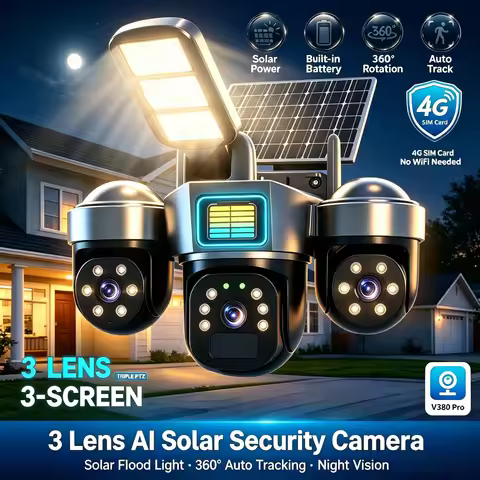 4G Sim Card Solar CCTV PTZ Outdoor Wireless Human Detection PIR WiFi IP Camera with Siren Solar Powe