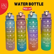 900ml Water Bottle Gradient Color Sipper Bottle
