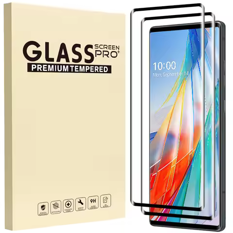 2/1Pack Glass For LG Wing Velvet 3D Curved Screen Protector Full Coverage Protective Film on For LG 