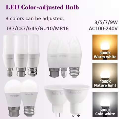 5pcs E27 B22 E14 LED Bulb Spot Light GU10 Wall Switch CCT 3000K 4000K 6000K GU5.3 Base AC110V 220V M