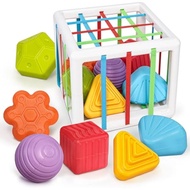 LiKee Montessori Activity Cube Toy, Sensory Shapes for Baby 12M+