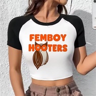 Femboy Crop Top - Ladies' Vintage 2000s Manga-Inspired Korean Fashion Tee