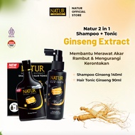 Natur Shampoo & Hair Tonic 2 in 1 Ginseng - Hair Loss Treatment Tonic Shampoo Package / Anti Hair Fa