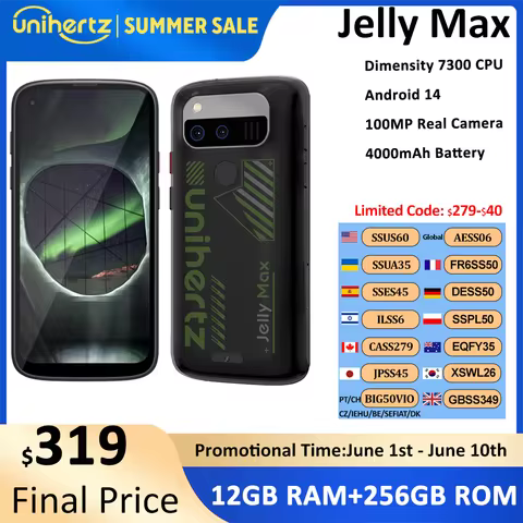 Unihertz Jelly Max Mini Smartphone Dimensity 7300 CPU 5G Android 14 24GB 256GB 32MP 100MP Camera Dua