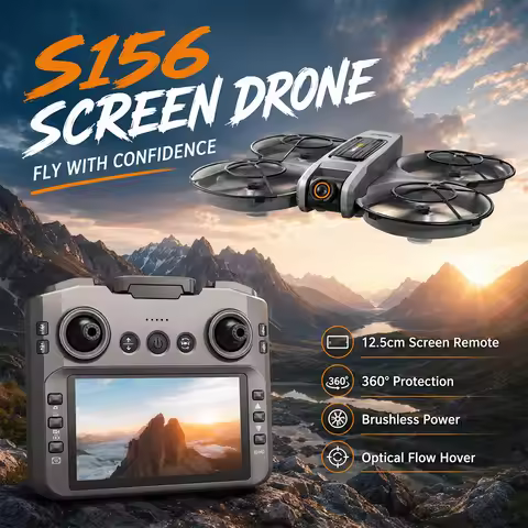 ZNLYRION S156 RC Drone 8K Dual Camera Quadcopter with 5.9-inch Screen Remote Brushless Motor Optical