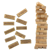 54 PCS Questions Tumbling Tower Game Ice Breaker Questions Tumbling Wooden Giant Wood Stacking Game