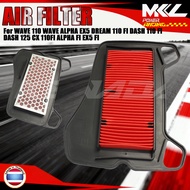 AIR FILTER WAVE 110 WAVE ALPHA EX5 DASH 110 FI DREAM 110 FI DASH 125 CX 110FI ALPHA FI EX5 FI