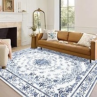 Floral Large Area Rugs for Living Room 8x10, Machine Washable Area Rugs Non Slip, Boho Vintage Indoo