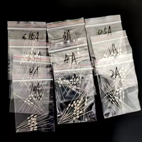 10Kind 100Pcs/lot 3.6*10mm 250V Double Pin Fast blow Glass Fuse Fith Lead Wire Mix Set 0.5A 1A 2A 3A