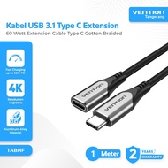 VENTION TABHF USB 3.1 Type C Data Cable Male to Type C Female Extension 100W 100 Watt Extension 1 Me