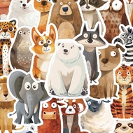 Bộ 50 miếng dán PVC hình động vật hoạt hình tự dán Whimsical Watercolor - Hoàn thiện mờ, Hình dạng k