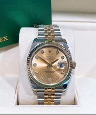 👑[現貨]🔥🔥Rolex Datejust 勞力士日誌系列 116233 金面鑽 36mm表徑 間18K金 自動機械 有保卡  rolex/rolex submariner /rolex dayton
