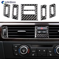 NOBELJIAOO 5Pcs Carbon Fiber Car Interior Auto Interior Sticker Central Air Vent Outlet Trims Access