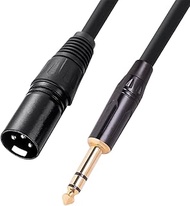 REXUS 1/4 TRS Male to XLR Male Balanced Cable Adapter 6 FT, Gold-Plated 6.35mm AUX and Silver-Plated