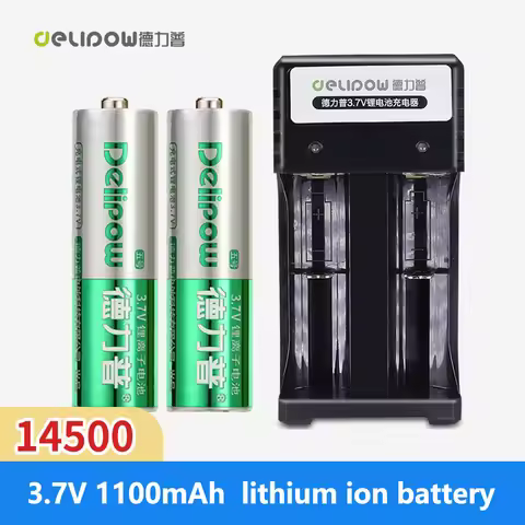 2-4pcs Delipow 14500 battery 3.7v 1100mah 14500 Lithium lon Rechargeable Battery For Flashlight AA-s