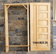 Kusen Dan Daun Pintu Kayu Mahoni Pintu Depan Pintu Kamar Pintu Kosan