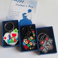 （with gift box）Father Day Gift Wooden Board Keychain Gift for Dad Supper Dad Keychain&&*-