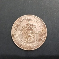 Uang Koin Kuno Indonesia Belanda (Nederland Indie) 2.5 Cent tahun 1945