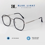 Gọng Kính Cận Kính Giả Cận Nam Nữ Mắt Vuông Bo Tròn Viền Nhựa Gọng Kim Loại Màu Bạc Vàng Chống Ánh S