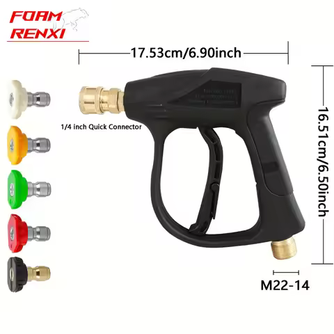 High Pressure Water Gun Car Washer 14mm M22 Socket 1/4" Quick Release Snow Foam Gun with 5pcs Soap S