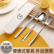 304 Stainless Steel Portable Chopsticks Spoon Set Buns Bear 包包熊 Outdoor Utensils Single Person Lunch