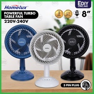 【SIRIM & 1 YR WARRANTY】 Powerful Turbo Homelux HTF-208PW Circulation 8''Table Fan Kipas Meja khind m