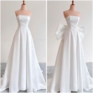 Luxury Off-the-Shoulder Cup Bridal Wedding Dress with Crystal Pearls and Flared Party Dress Size SML