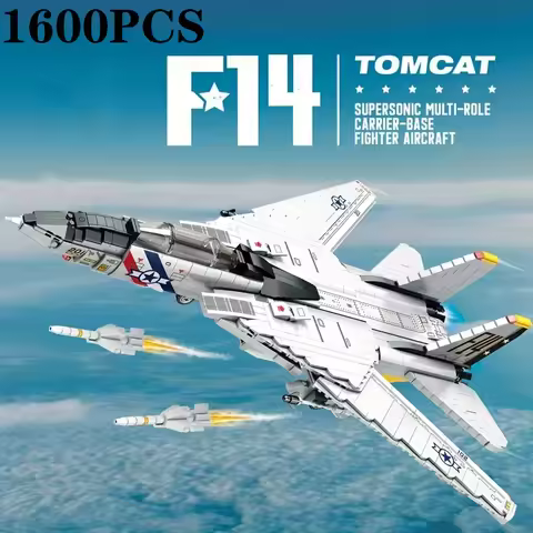 1600PCS Military Tomcat F14 Fighter Aircraft Building Blocks MOC Carrier-Base Fighter Model Bricks S