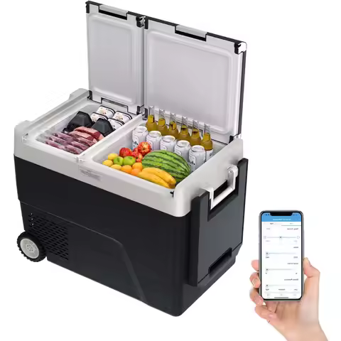 51 QT 48L Portable Car Electric Cooler 12V Refrigerator Fridge Freezer for Car with Dual Zone Temper