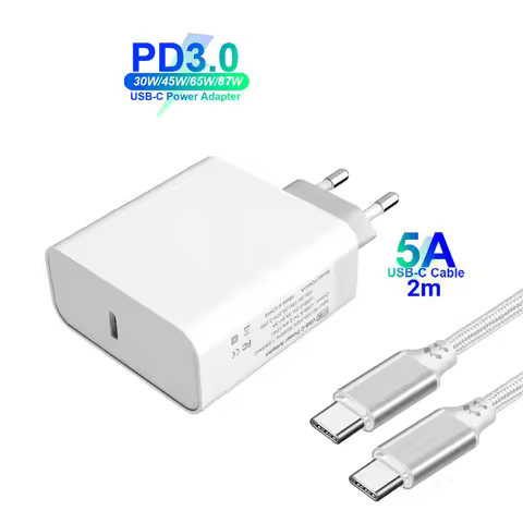 100W/65W/45W PD/QC3.0 USB C Fast Power Adapter 100W Type-C Cable For MacBook/iPad Dell Lenovo Surfac