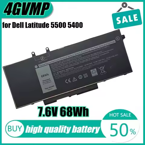 7.6V 68Wh 4GVMP Laptop Battery for Dell Latitude 5500 5400 Precision 3540 Notebook 9JRYT C5GV2