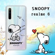 史努比/SNOOPY 正版授權 realme 6 漸層彩繪空壓手機殼(紙飛機)