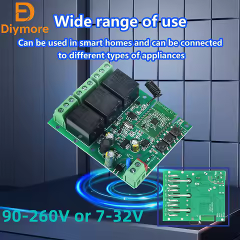 AC 90-260V/DC7-32V Pro eWelink APP 3channel jog/self-locking/interlock intelligent WiFi BT relay mod