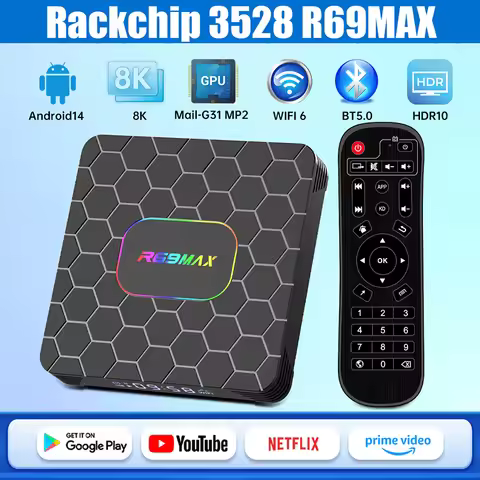 R69 Max Android 14 Smart TV Box Rockchip RK3528 Quad-core 8K HD Bluetooth5.0 Media Player Set-Top Bo