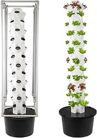 Hydroponics Growing System 48 Pods Aeroponics Growing Tower with LED Grow Light Vertical Herbs Garden Planter, Plant Germination Aeroponics Growing Kit with Hydrating Pump,Adapter,Net Pots,Timer