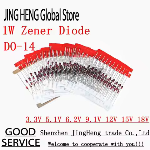 7 Values 1W Zener Diode Assorted Kit 1N4728A 3.3V 1N4733A 5.1V 1N4735A 6.2V 1N4739A 9.1V 1N4742A 12V