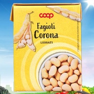 COOP ++ CORONA paper box 380g ++ CORONA BEANS IN SALT WATER / Italy / Fagioli Corona Lessati