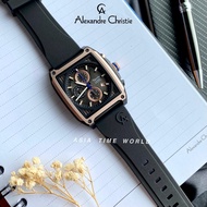 [Original] Alexandre Christie 6614 MCRBRBARG Chronograph Men Watch with Rosegold Case and Black Silicon Strap