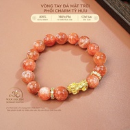 Jade Dan Tam - Sun Stone Bracelet 10mm 5A Mixed with Pixiu Charm - Earth Element & Fire Element