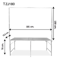 โต๊ะพับเหล็กราวแขวนป้าย TZJ 90cm./120cm./150cm./180cm. โต๊ะพับพร้อมโครง โต๊ะขายของมีที่แขวน 180ซม โต