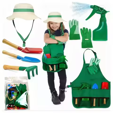 Kids Party Cosplay Costumes Children's Garden Apron Tool Set Garden Gloves Grow Flowers Play Cosplay