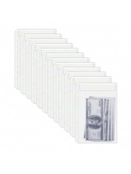 12入組pvc A6 A5尺寸6孔防水活頁夾文件夾,透明6環筆記本裝訂,可放文件、帳單、現金、卡片