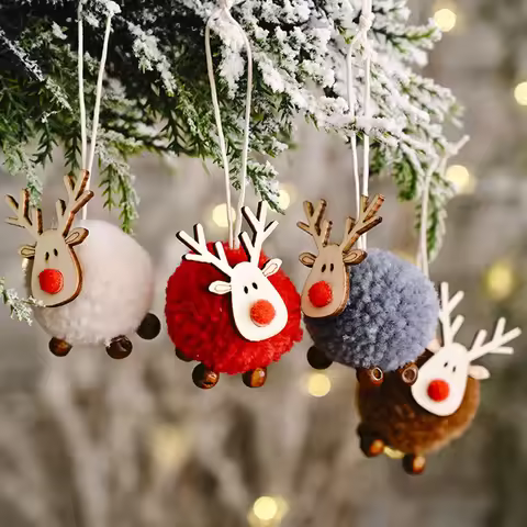 4PCS/lot Christmas Tree Ornaments Multi Color Deer Pendant for 2021 Noel Tree Decorations Xmas Kids 