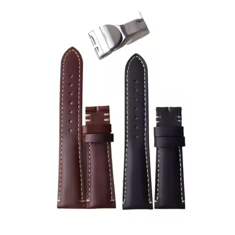 Vintage Dark Brown Genuine Leather Watch Straps 22mm High Quality Watchband Belt Bracelet Compatible