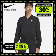 Nike Womens Club Woven Os Fleece Crop Jacket - Black