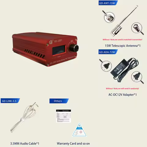 5W Stereo PLL Broadcast Transmitter FM Exciter 88Mhz-108Mhz+ PowerSource+15w Antenna