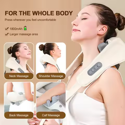 Foreverlily Neck And Shoulder Massager Wireless Neck And Back Shiatsu Kneading Massager Neck Cervica