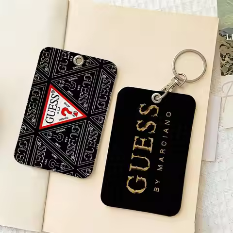 Fashion G-Guess PU Soft Leather Rectangular Key Card Holder Induction Elevator Protection Cover Yout