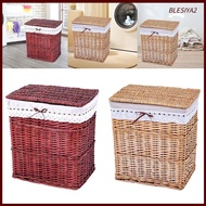 [Blesiya2] Laundry Hamper with Lid Laundry Basket Toys Organizer Woven Wicker Basket