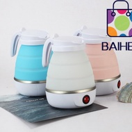 BAIHEE Electric Kettle, 110V/220V 600ml Water Kettle, Portable Mini Foldable Leakproof Silicone Kett